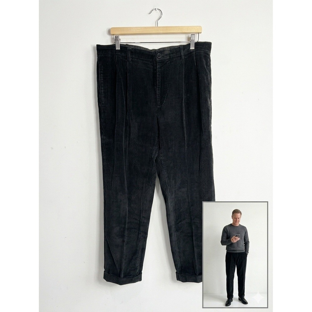 Brooks Brothers Mens 346 Pleated Corduroy Pants Dark Blue Cotton Size W35 x L32